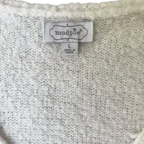 Mud Pie V-Neck Striped Sweater, Size L – Cream & Camel - Picture 4 of 9